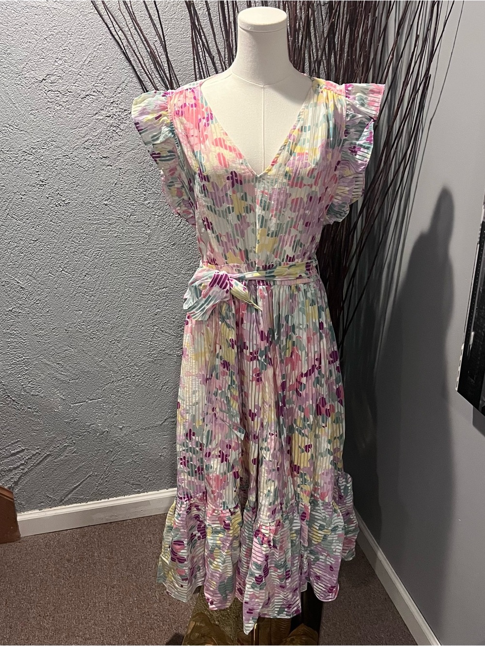 🌸NWOT KATE SPADE PAINTED FLORAL MIDI DRESS SIZE 14🌸 - Picture 2 of 7